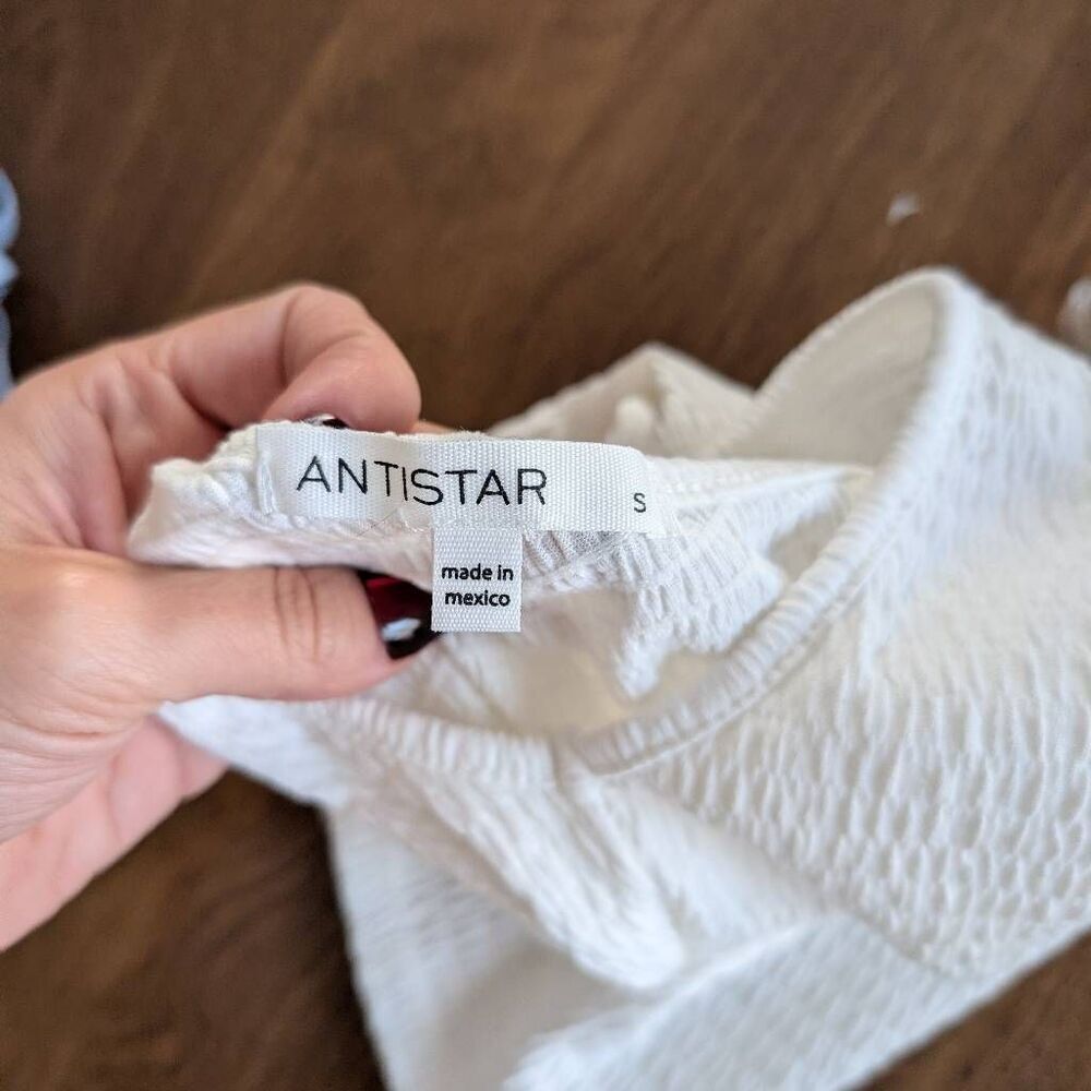 NWOT Antistar One Shoulder White Ruched Top - Picture 3 of 3